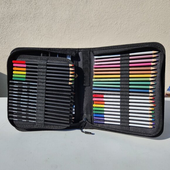 NEW Caliart 76 Piece Art Kit Supplies Watercolor Pencils Charcoal Travel Case Co - Picture 5 of 14